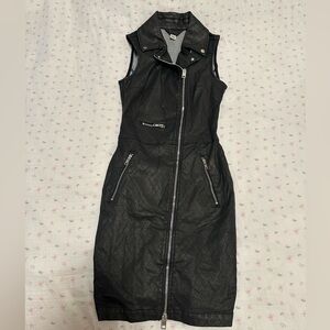 Black Sleeveless Moto Dress- Vintage leather dress by Diesel
